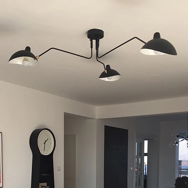 Minimalist Hanging Ceiling Lamp Fixture Home Decor Lampshade Black Painting Multi Heads Ceiling Chandelier For Dining Room