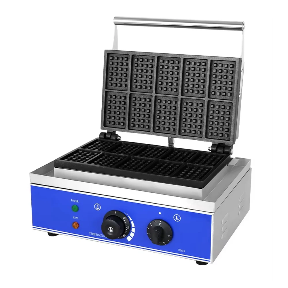 XEOLEO Commercial 3/10 Slices Rectangle Waffle Maker Industrial Electric Belgian Waffle Maker Machine Rectangle Waffle Baker