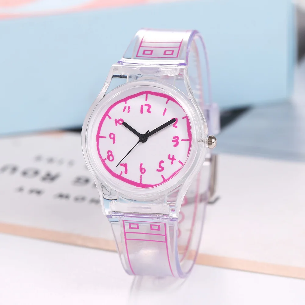 Lovely Colorful Jelly Watches For Birthday Gift  Transparent Plastic Student Young Girl Wristwatch with Cute ins style