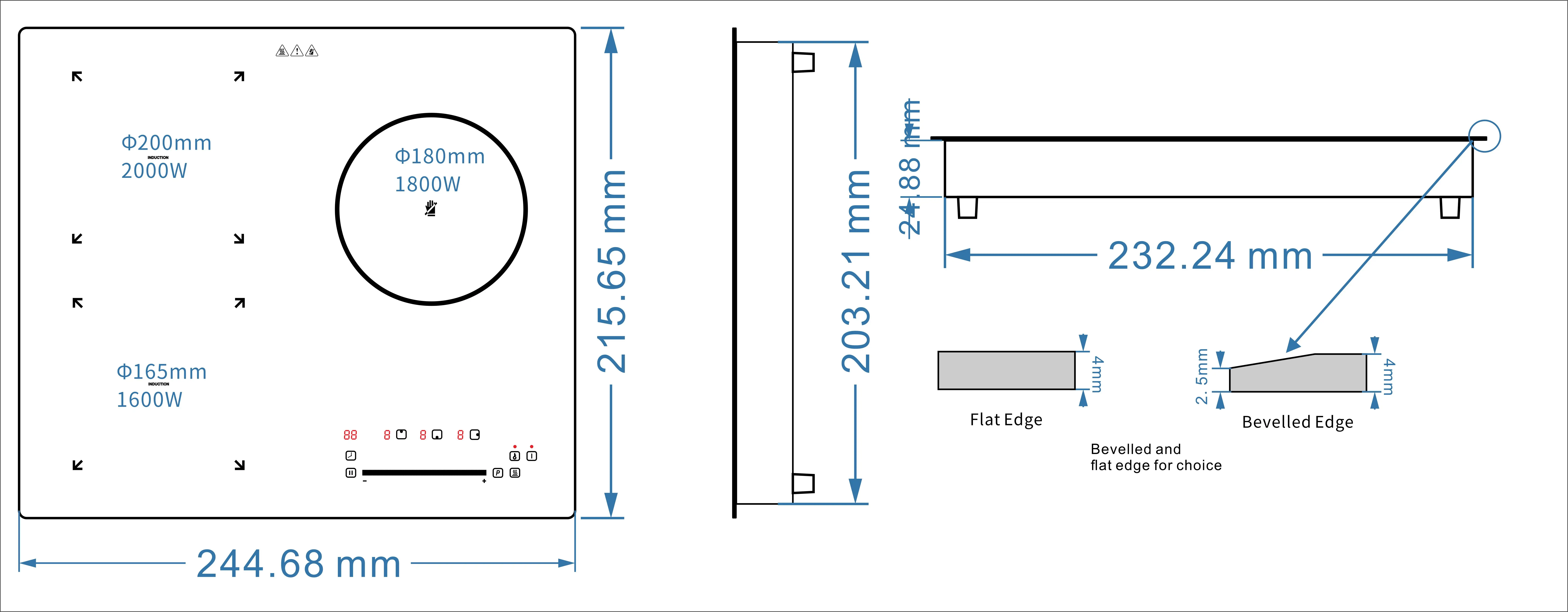 Schott Glass Electric Induction Hob Cooker Cooktop Built in Sensor Slider Touch Control Three 3 Burner Stove