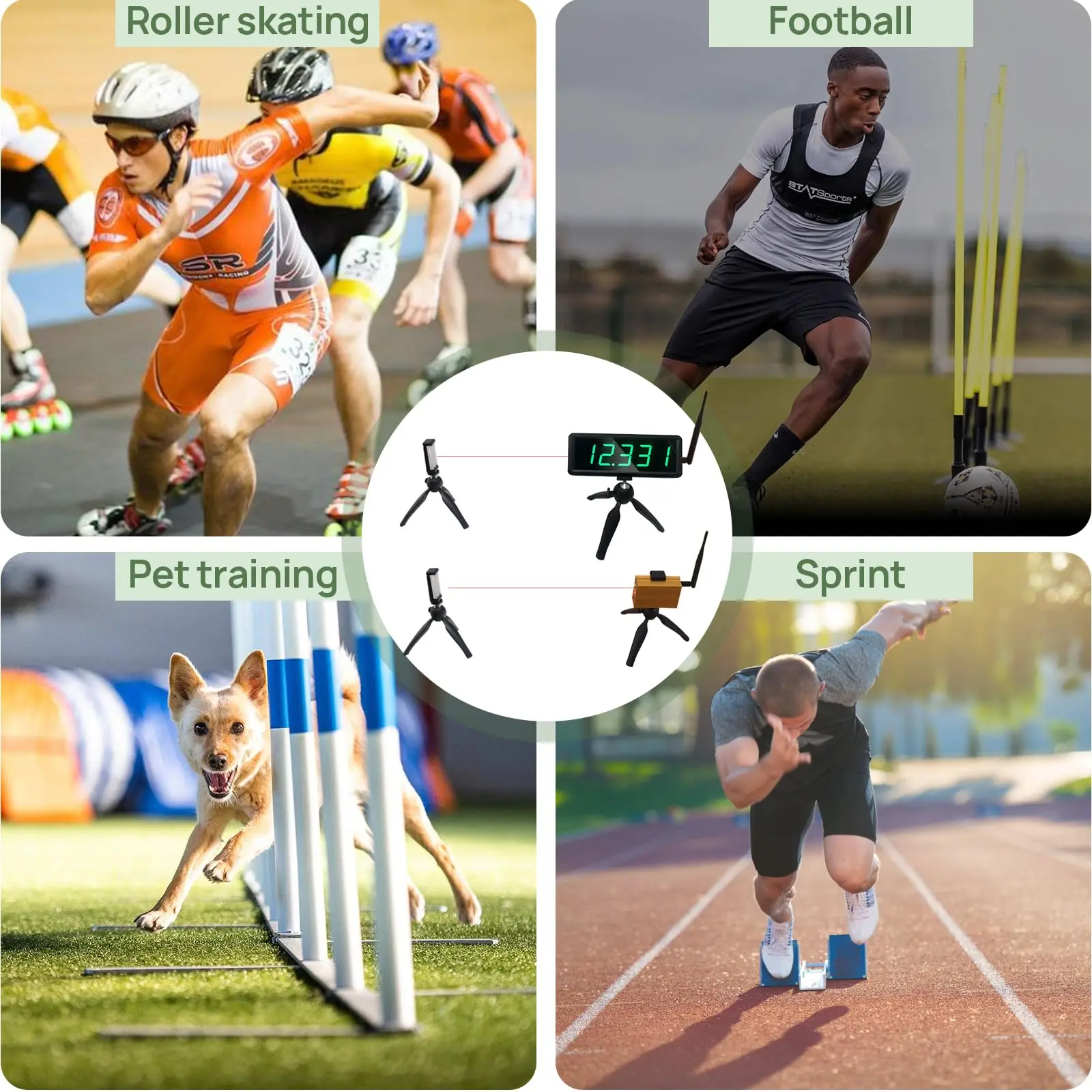 YIZHI Custom Start End Positions Single Person Wireless Laser Gates Timer for Sports Athletic Running Speed Training