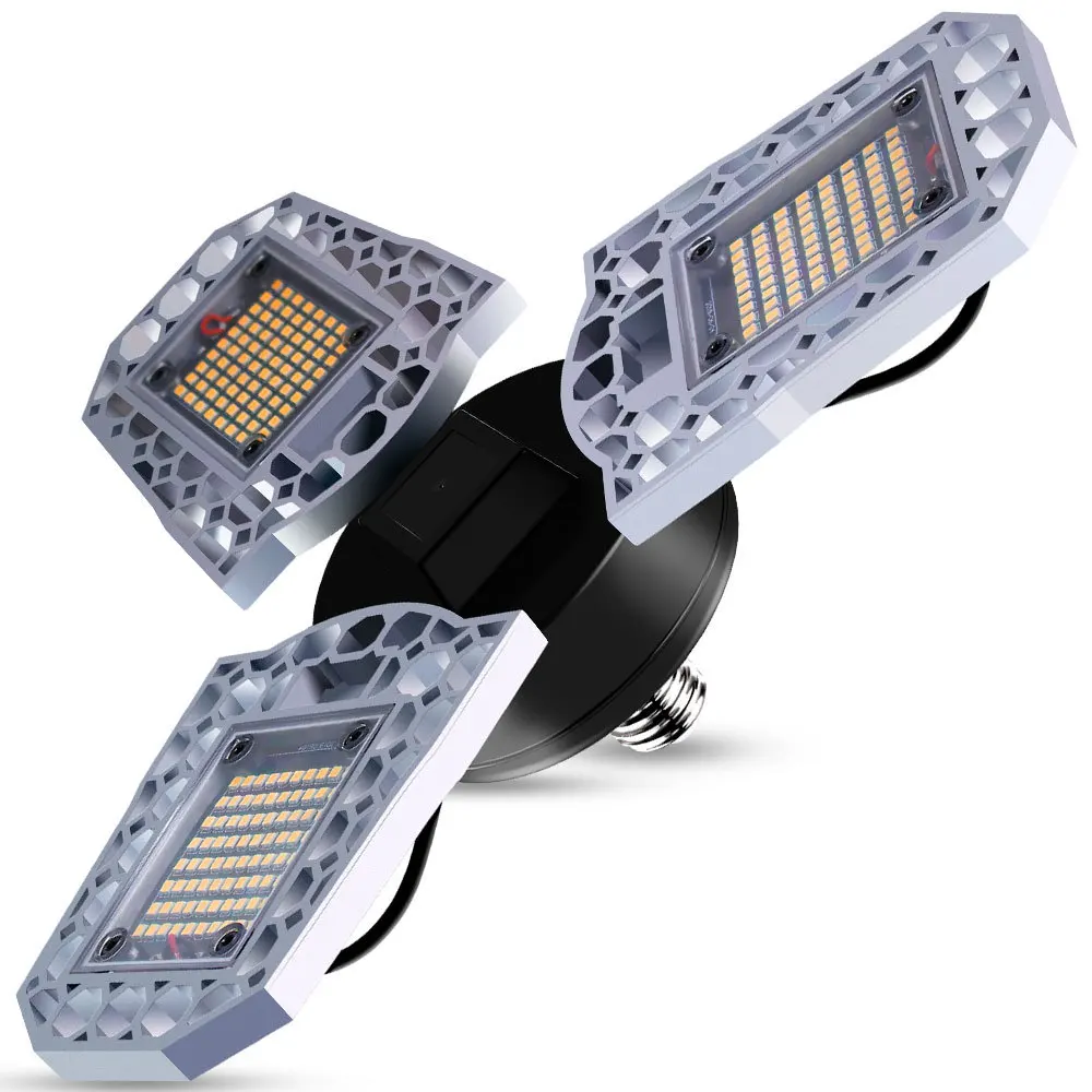 360 Degrees 60W Triple LED Garage Light Glow Deformable Indoor Garage Light Premium 6000 Lumens LED High Bay Lighting