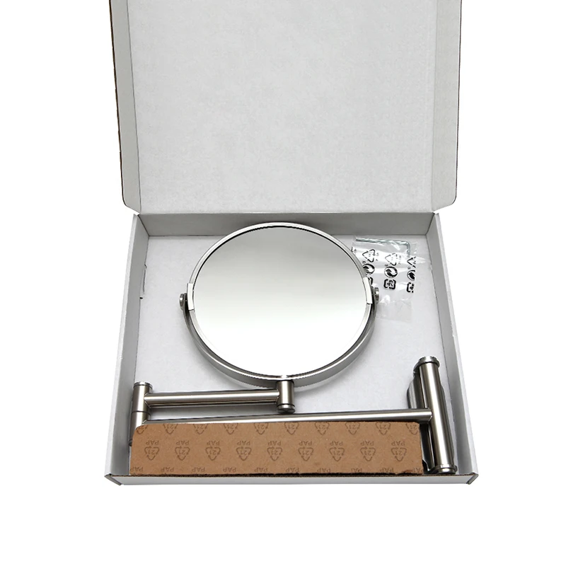 Luxury Customized Shower Room Foldable Stainless Steel Wall Mounted Magnifying Hanging Round Makeup Mirror