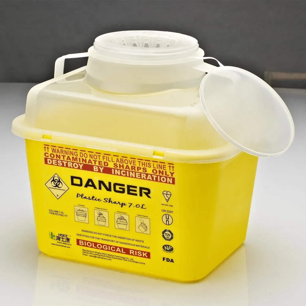 Dailymag Wholesale Yellow Red Plastic Sharps Disposable Syringe Needle Container