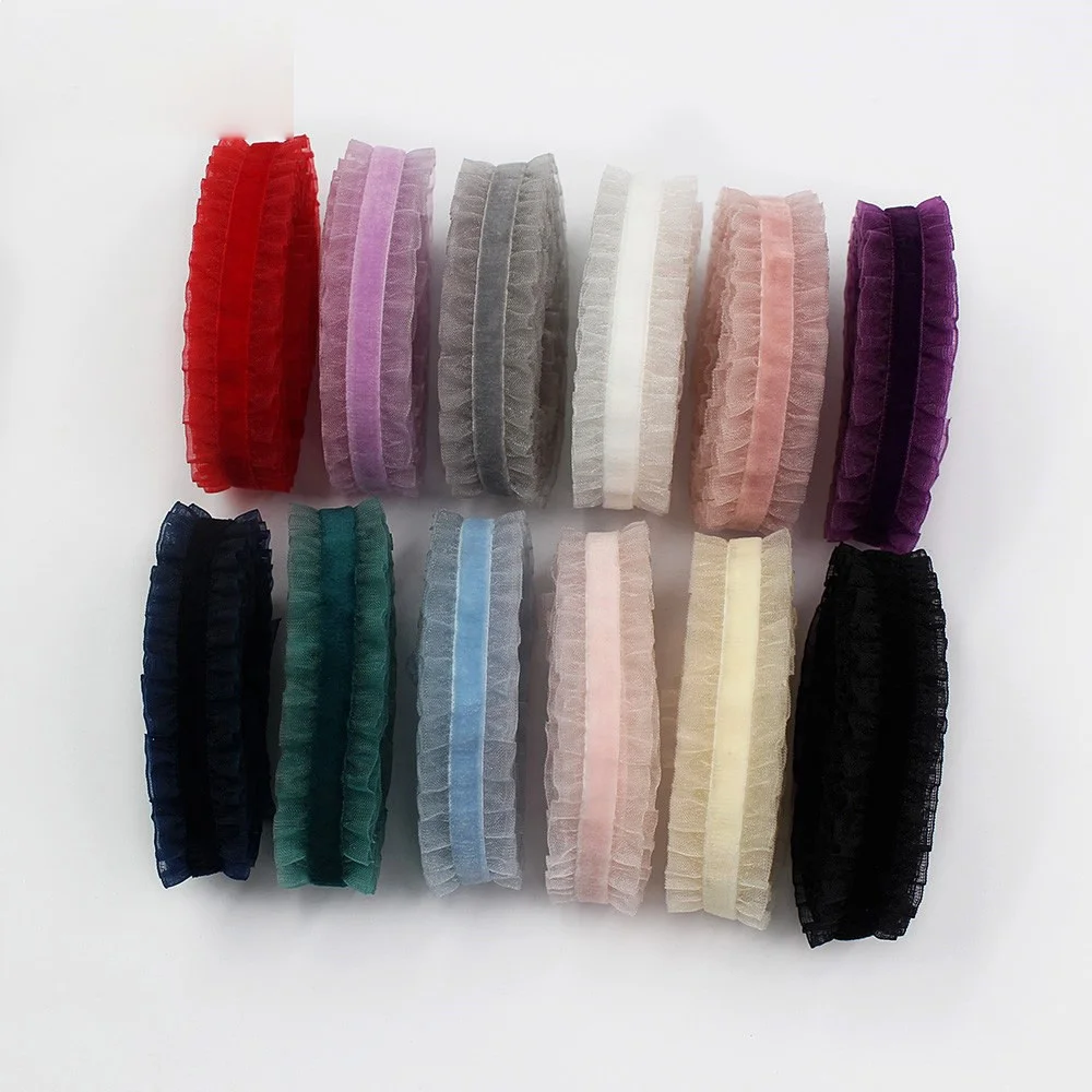 
2021 Factory Price Hot Sale Fold Over Band Elastic Cord Lace Headband Wig Band White Bridal Lace Fabric Edging 