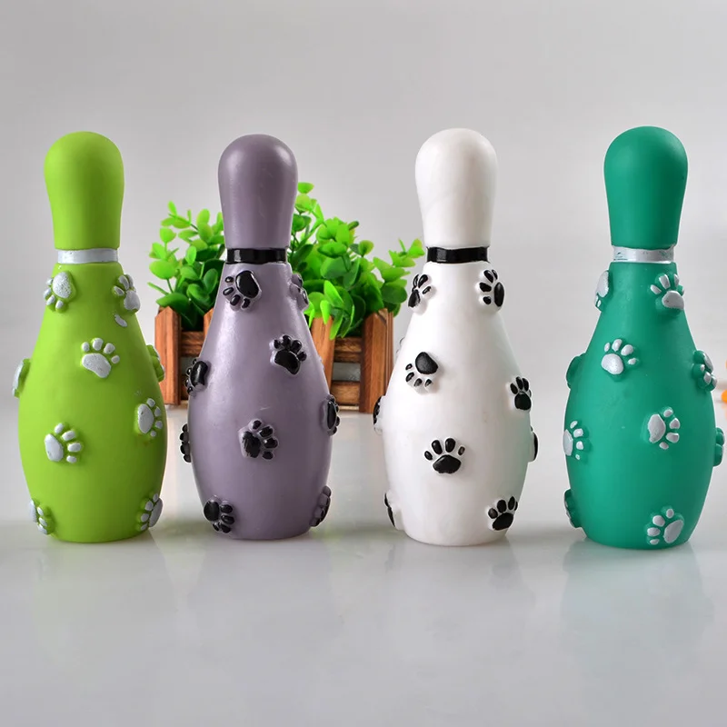 Hot sale creative pet vocal toys Bowling shape dog toys rubber pet interactive Squeaky toys wholesale