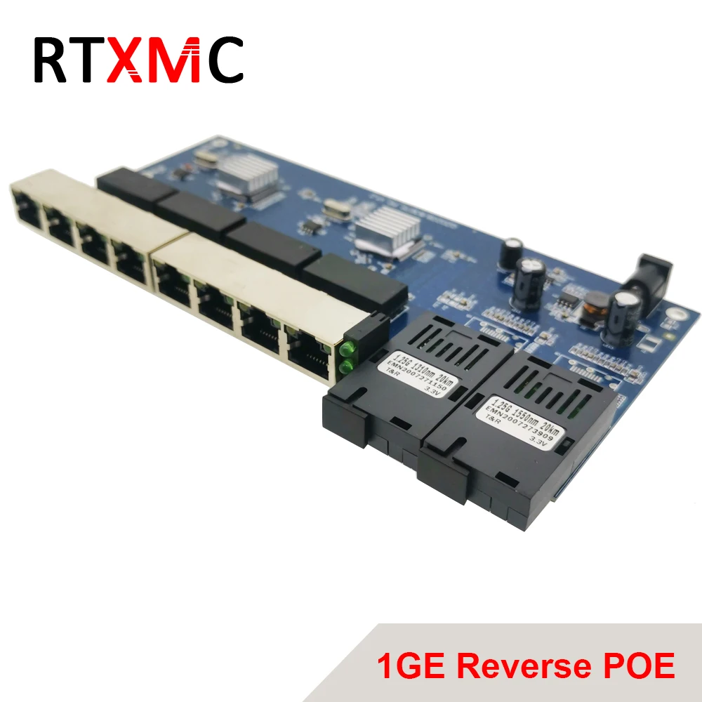 Одноволоконный Ethernet-коммутатор Ftth, 2SC 8 портов Rj45, гигабитный волоконный медиа-конвертер, обратный POE 1,25G, поддержка 48 В, оптовая продажа