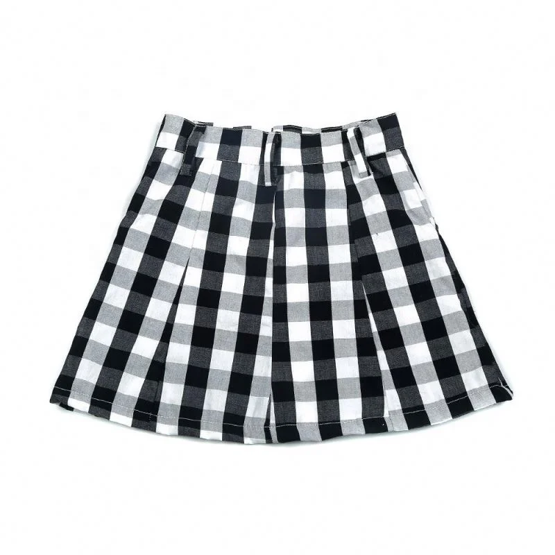 
Kids fashion wholesale gingham cotton and linen baby girls skirt 