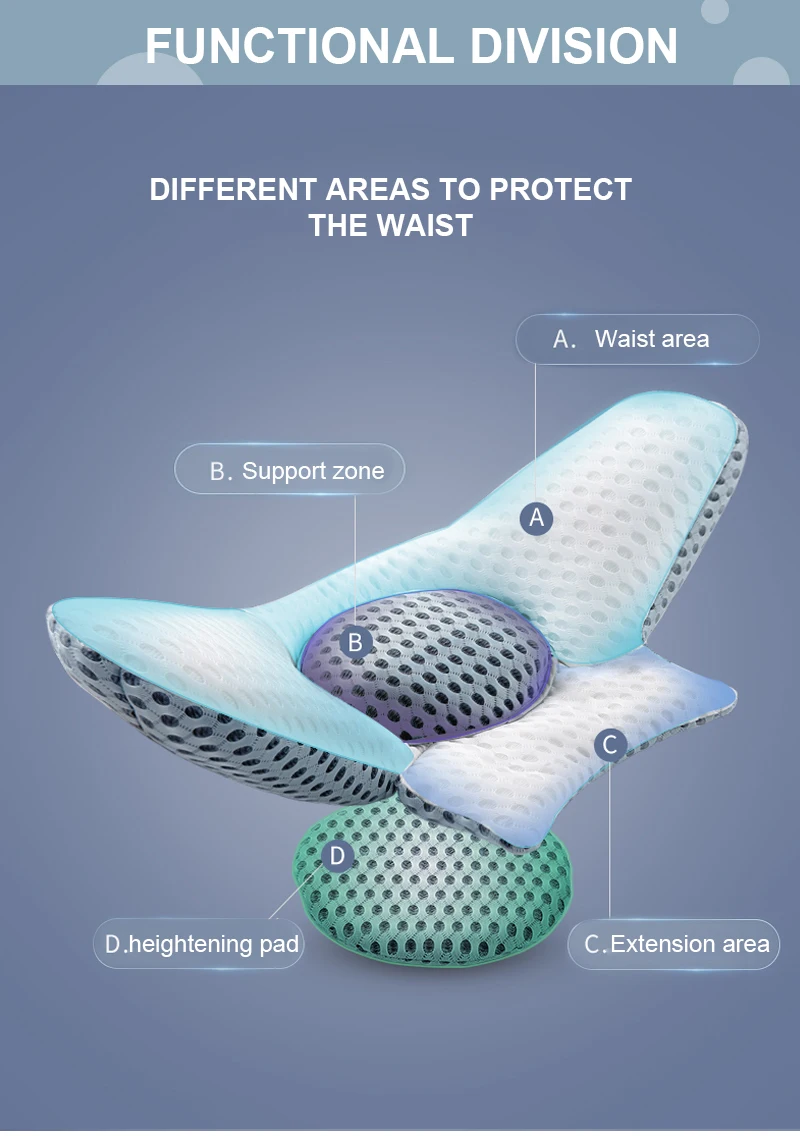 Wholesales Heating 3D Mesh Breathable Lumbar Rest Backsupport Chair Cushion For Back Pain