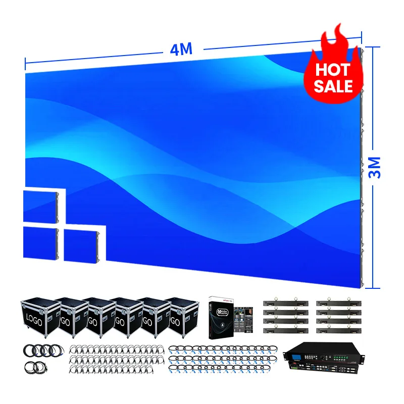 4m X 3m Complete System P2 P3 P4 P5 P6 P8 P10 LED Display Panel Package Full Color Backdrop Indoor Outdoor LED Screen