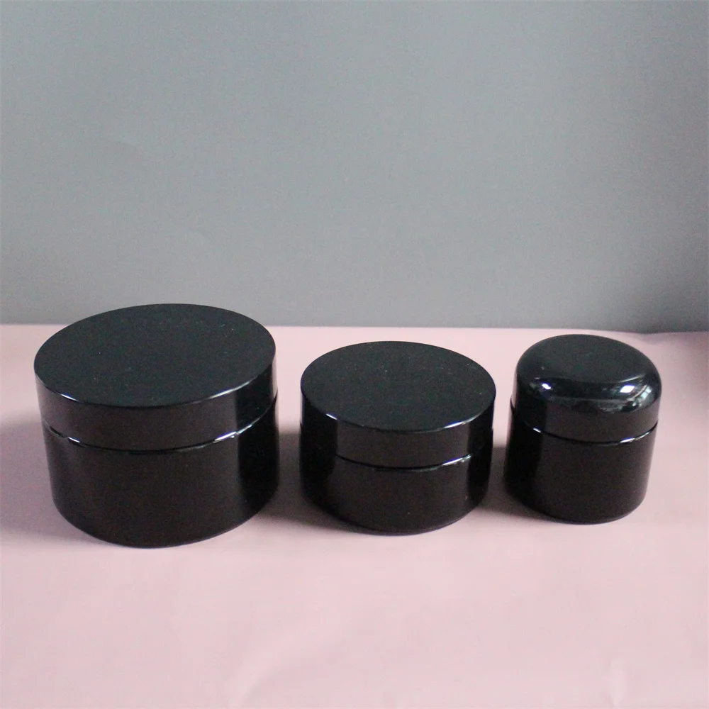 5ml 10ml 15g 30g 50g 60g 100g 120g 200g 250g 500g width mouth UV black dark violet bottle glass jar with screw lid