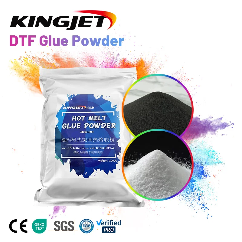 Kingjet dtf powder t shirt textile glue hot melt adhesive hot melt powder machine dtf glue powder