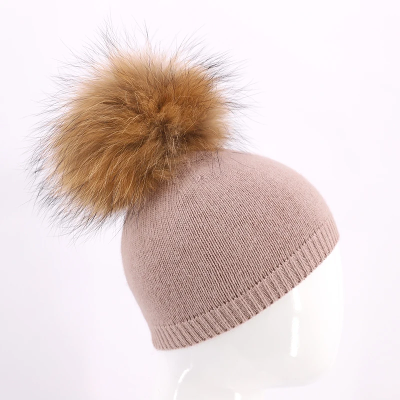 Wholesale Retail Baby Winter Fur Hat Pom Pom Decoration Beanie Hat