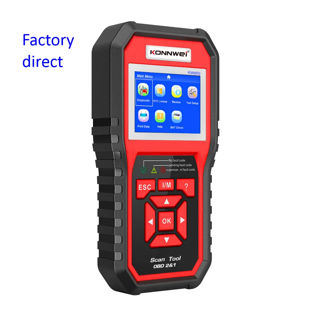 vehicle emission testing machine  Konnwei OBD2 scanner KW850 auto Diagnostic tools for  12v cars