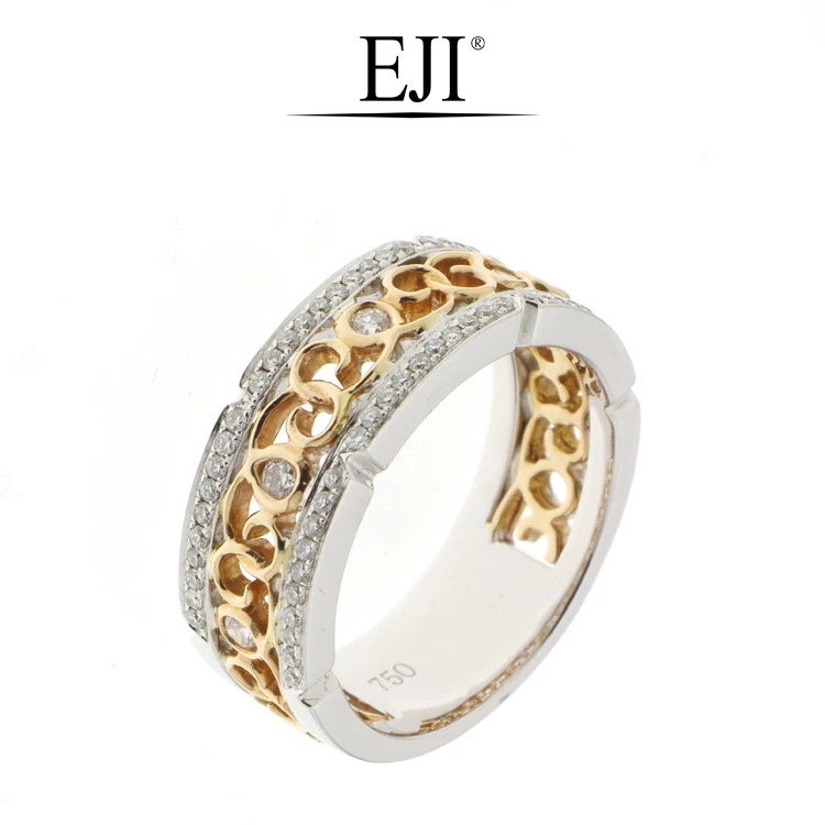 High Quality Vintage Design 18k Gold Diamond Two Tone Ring