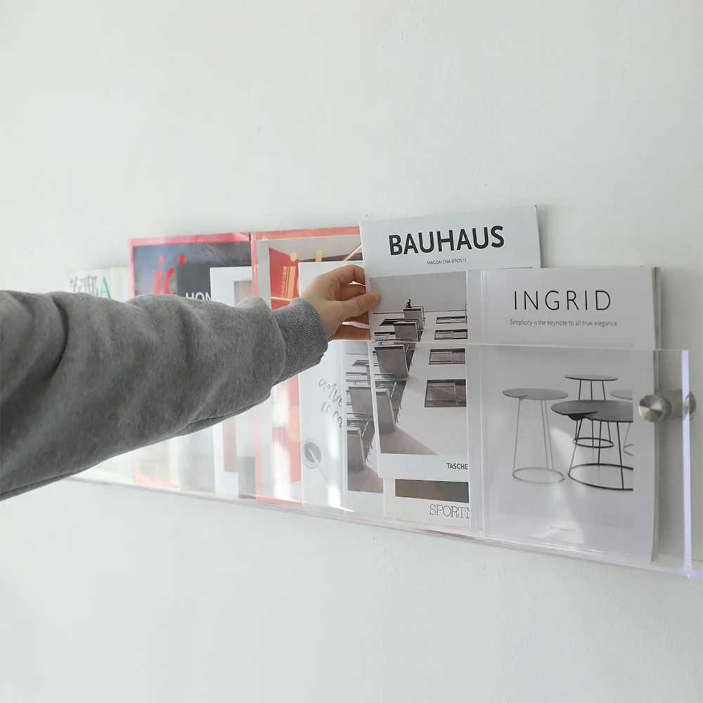 Magazine picture book storage acrylic wall bookshelf decoration shelf wall transparent periodical shelf