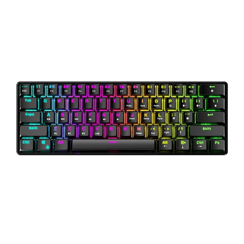
61 keys High Quality standard Factory wholesale keyboard Single channel Luminous RGB Mechanical Gaming USB Keyboard 