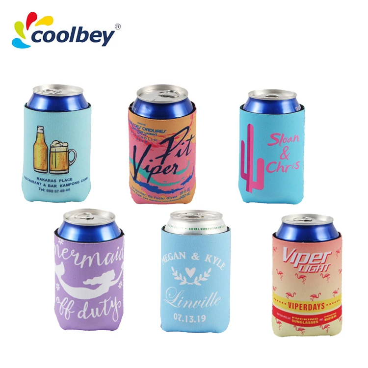Insulated sublimation can cooler foldable custom blank neoprene beer cooler stubby holder