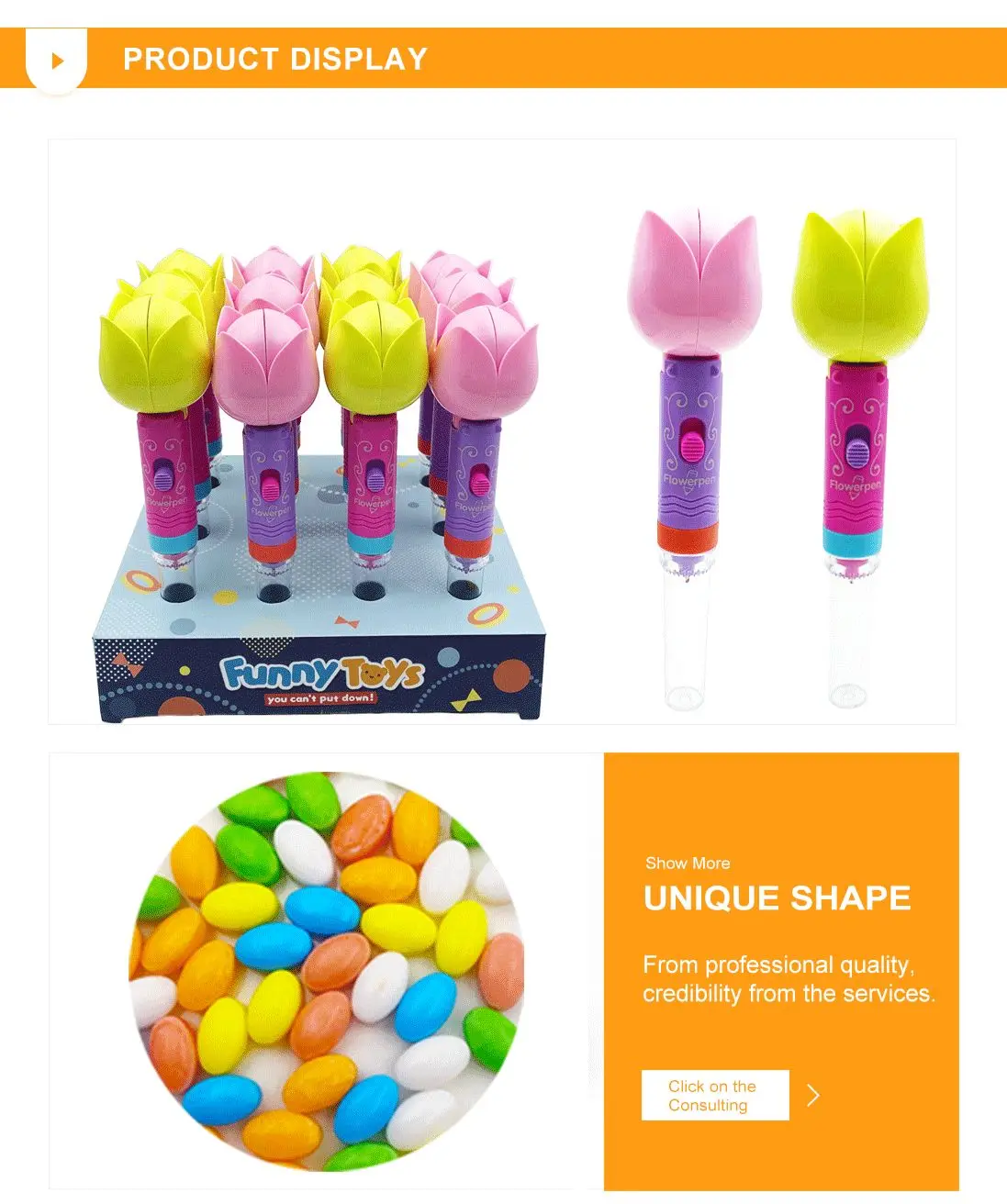 High Quality Flower Shape Candy Toy Classic Cartoon Bear Flower Funny Kids Candy Toy for Children