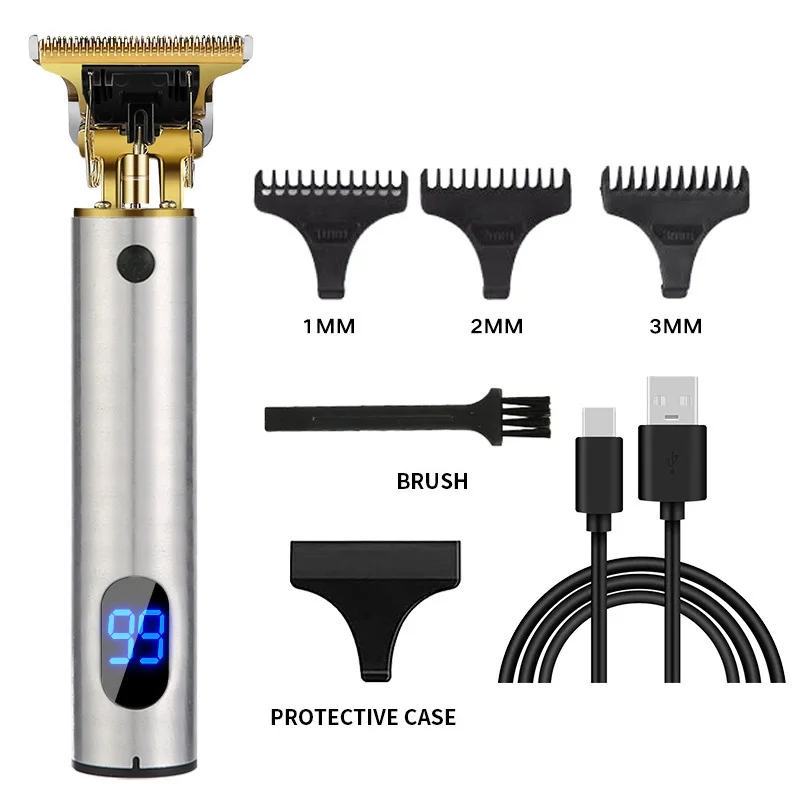 new silver type hair cutting machine cordless hair trimmer power hair clipper with usb charger set