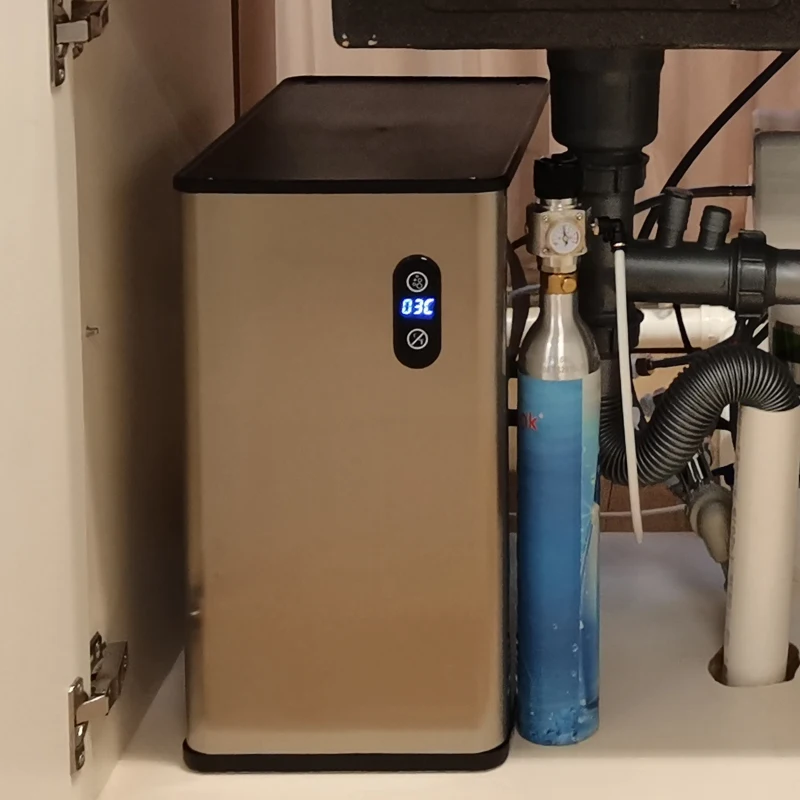 under counter temperature setting chilled fizzy sparkling water maker and water cooler