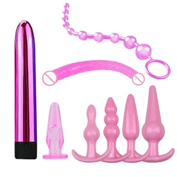 Sex Restraints Adult Kit BDSM Tool  8pcs set vibration double head Dildos Anal Plug Bondage Set With Sex Toys
