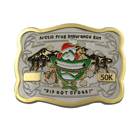 
Custom 50K Trial Running Race Antique Brass Silver Sports Souvenir Belt Buckle 