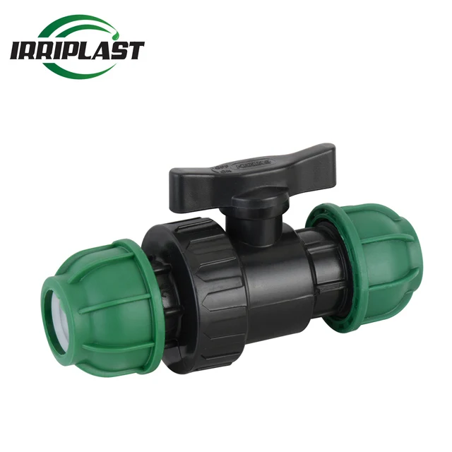 Бренд ирригационный пластиковый pp двойной соединитель HDPE PE PP шаровой клапан для водопроводной трубы 16