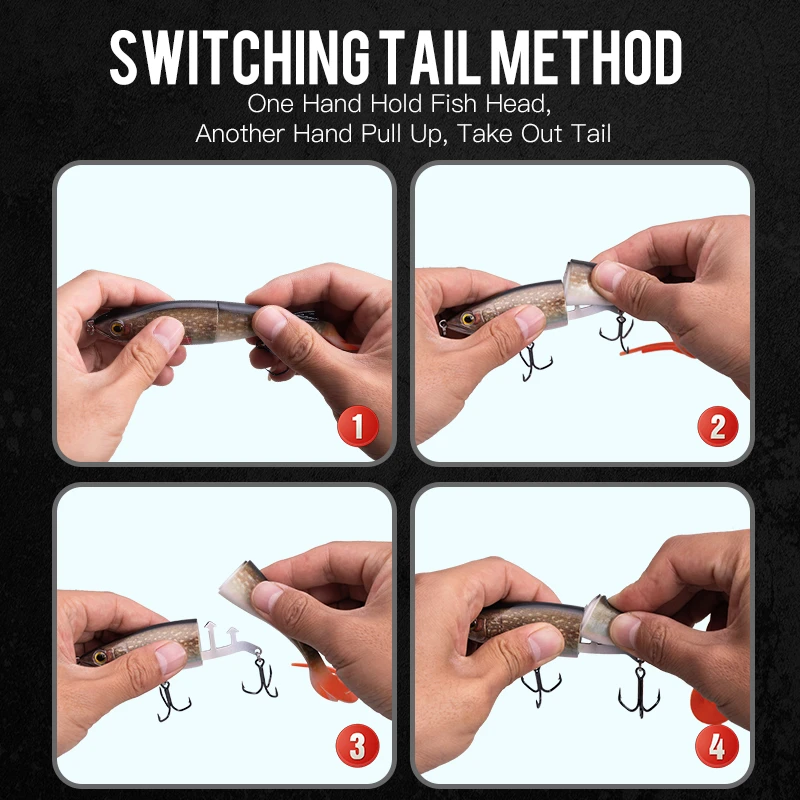 Kingdom Saltwater Trolling Lures Bluegill Swimbait Jerk Baits 3D Eyes Pencil Lures ABS Body With Soft Tail Swim Bait For Sale