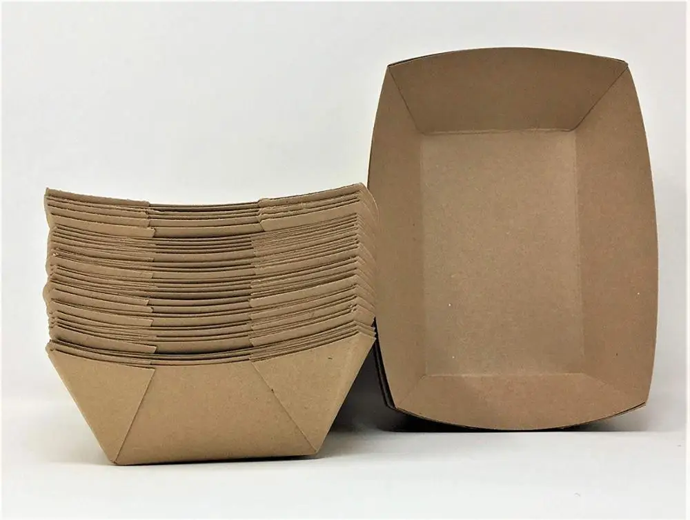 Customize brown kraft paper food tray for french fry holders hot doy trays BBQ supplies