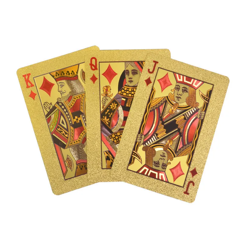 High Quality 24K Gold Magic Playing Card Plastic Casino Poker Card Custom Board Game Wholesale Waterproof with Leather Box