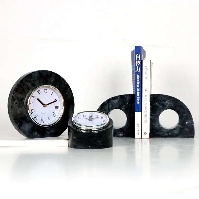 China factory direct sale decoration gift modern desk table marble clocks for home office
