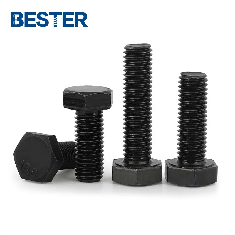 High strength manufacturers 10.9 5/16 m16 m28 m50 blue black zinc plated galvanized oxide steel hex bolts and nuts washer