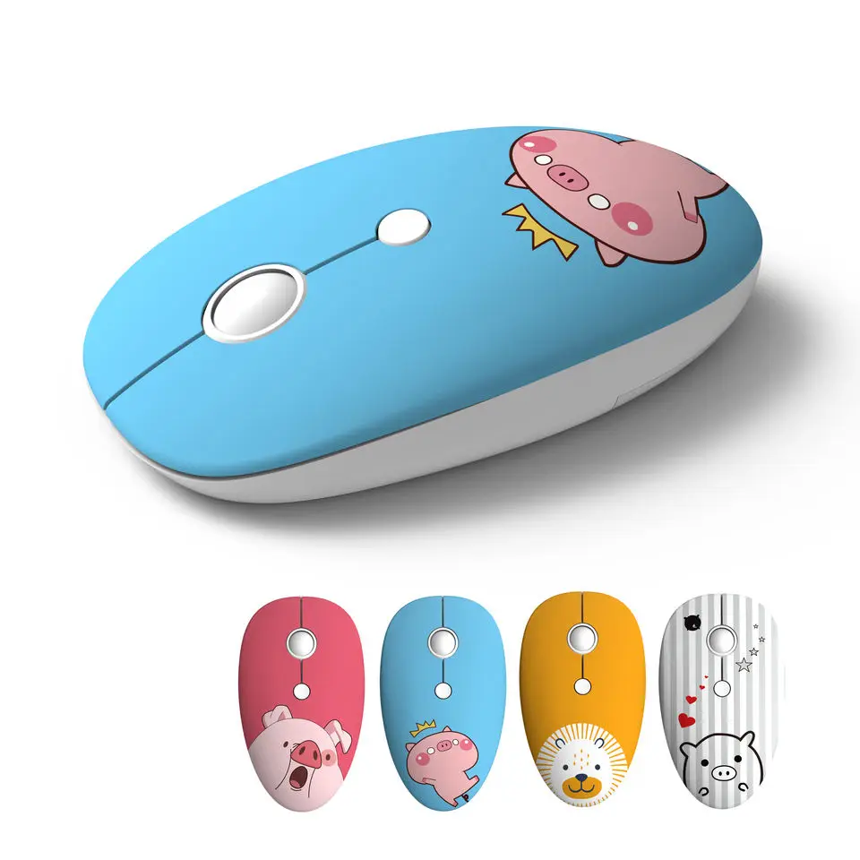 Portable Cute Cartoon Printed Pig Tiger Mouse Optical 2.4G USB Wireless Mouse office PC Laptop