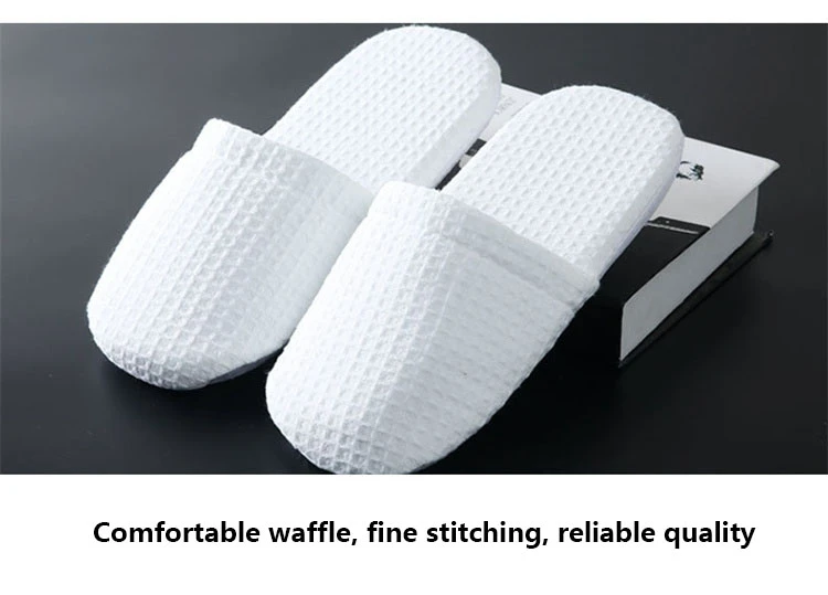 Wholesale Cheap Unisex Disposable Hotel Slippers White SPA Waffle Weave Hotel Slippers
