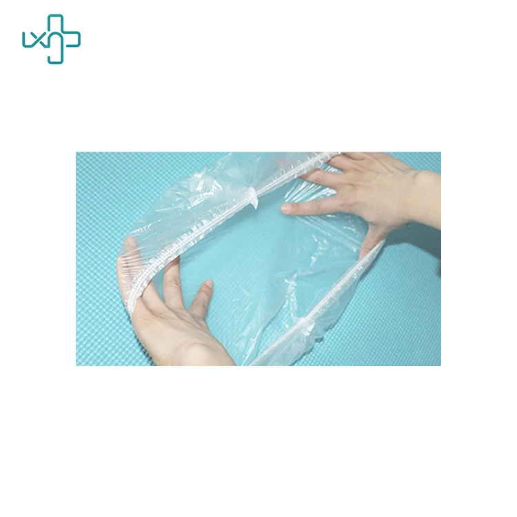 
Leboo waterproof Disposable PE Shower Cap plastic with elastic white 