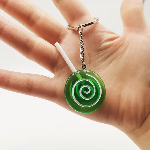 Simulation lollipop keychain pendant resin transparent candy key ring accessories student gifts