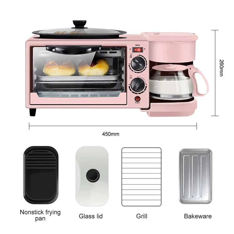 Promotion price Small Oven Coffee Maker Frying Pan Sandwich Maker 3 in 1 Breakfast Makers