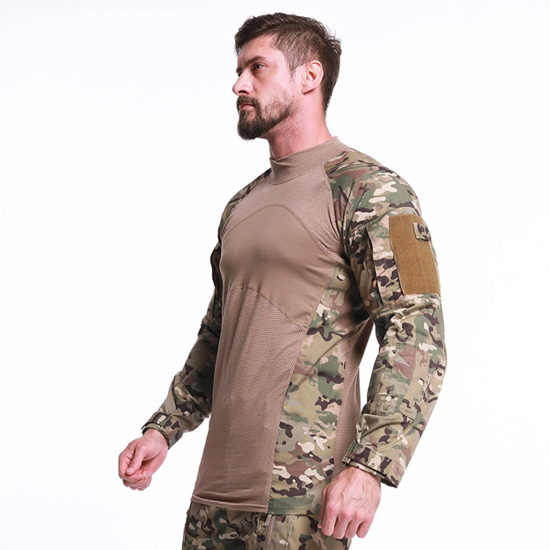 Men Outdoor Uniforms Shirt Stretch Nylon In Multicam Color Long Sleeve Wear Frog Suit Combat Shirt