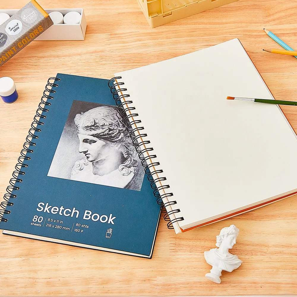 Wholesale customized cover artist spiral bound notebook sketchbook A4 B5 strathmore bristol vintage sketch book