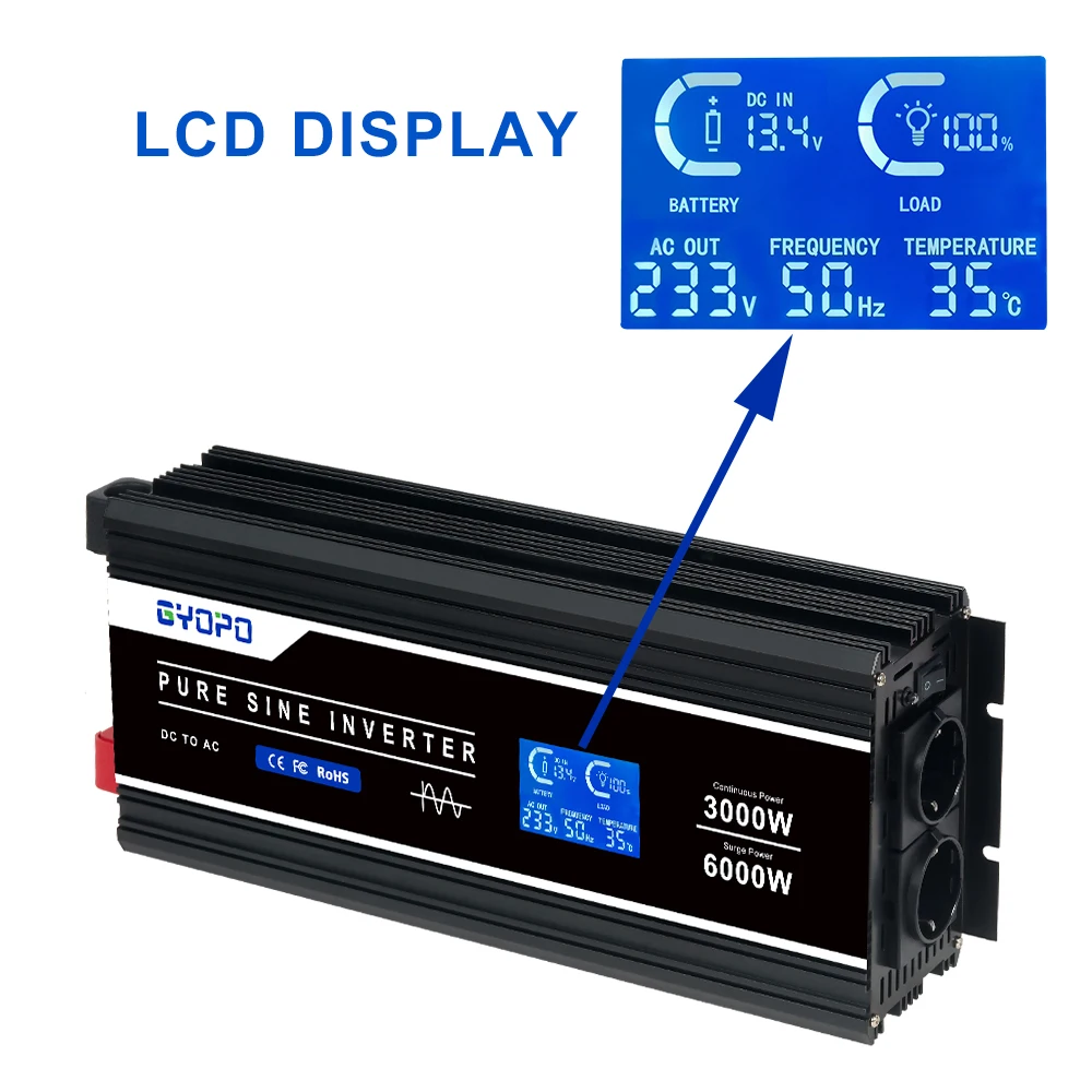 Factory price true pure sine power inverter 3000 watt 12 24 48 volt dc to ac 220 volt 50hz 60hz inverter