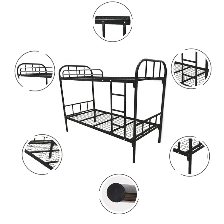 Iron Bed 0.8mm Keel Big Curved Bed School Dormitory Metal Bunk Construction Site Apartment Rental House Iron Bed