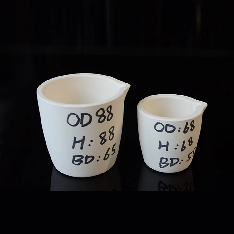 Aluminum ceramic crucible for melting gold, tool for analysis on the burning, hydraulic crucible, lift