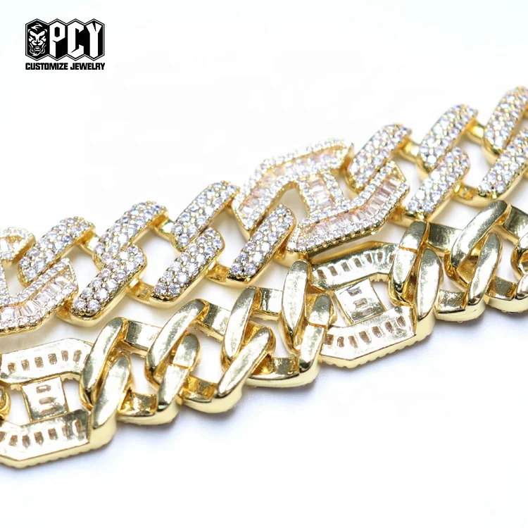 Wholesale Price Fashion Jewelry Necklace  Silver Cuban link Chain Hip Hop Jewelry Necklace 925 Sterling Sliver with Zircon CZ