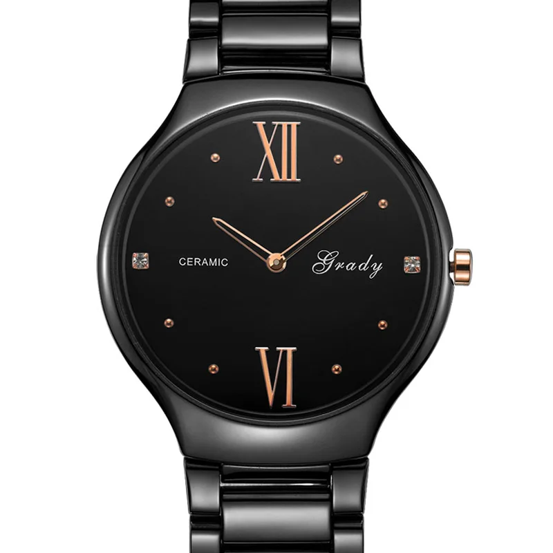 Grady women watches luxury White Ceramic waterproof wristwatch quartz ladies fashion watch
