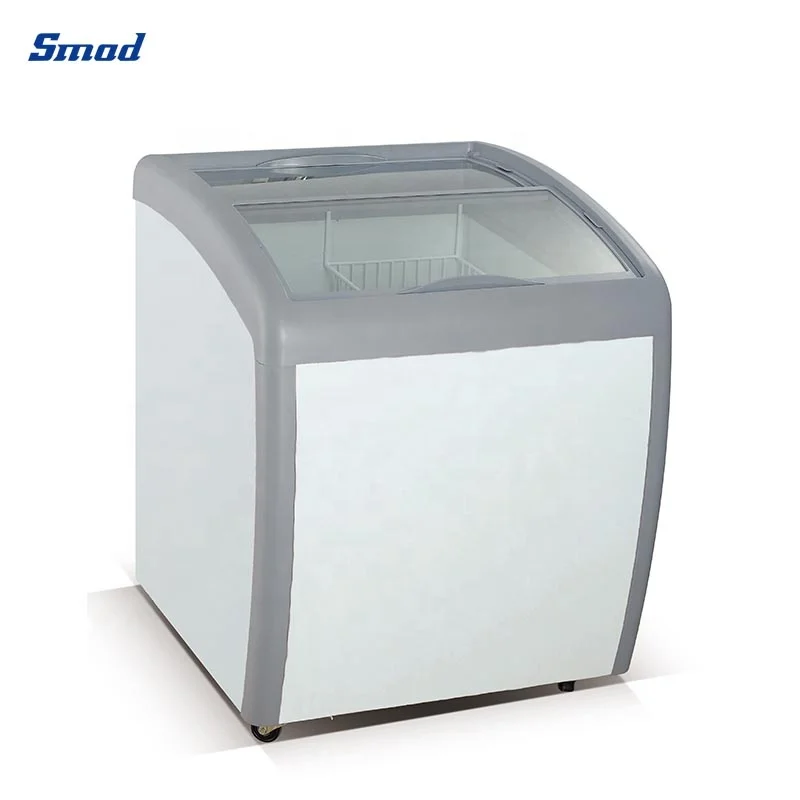 160L 110V60HZ Curved Glass Door Meat Display Fridge Chest Display Freezer