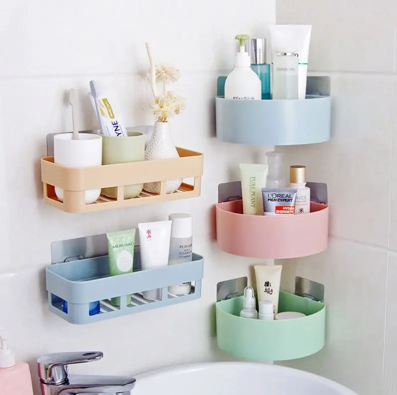 Hot Sale Shelves No-drill Shelf bathroom accessories Shower Storage Rack Holder Kitchen Organizer Bathroom Punch Corner Frame
