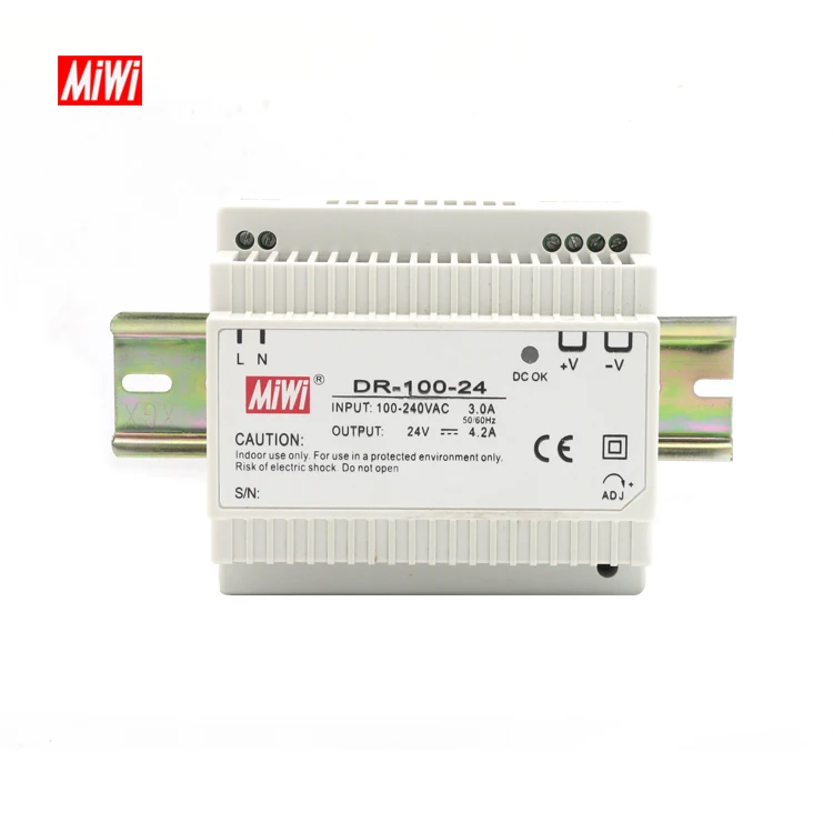 MiWi DR-100-24 high quality low price 110v ac to 24v dc power supply 100w