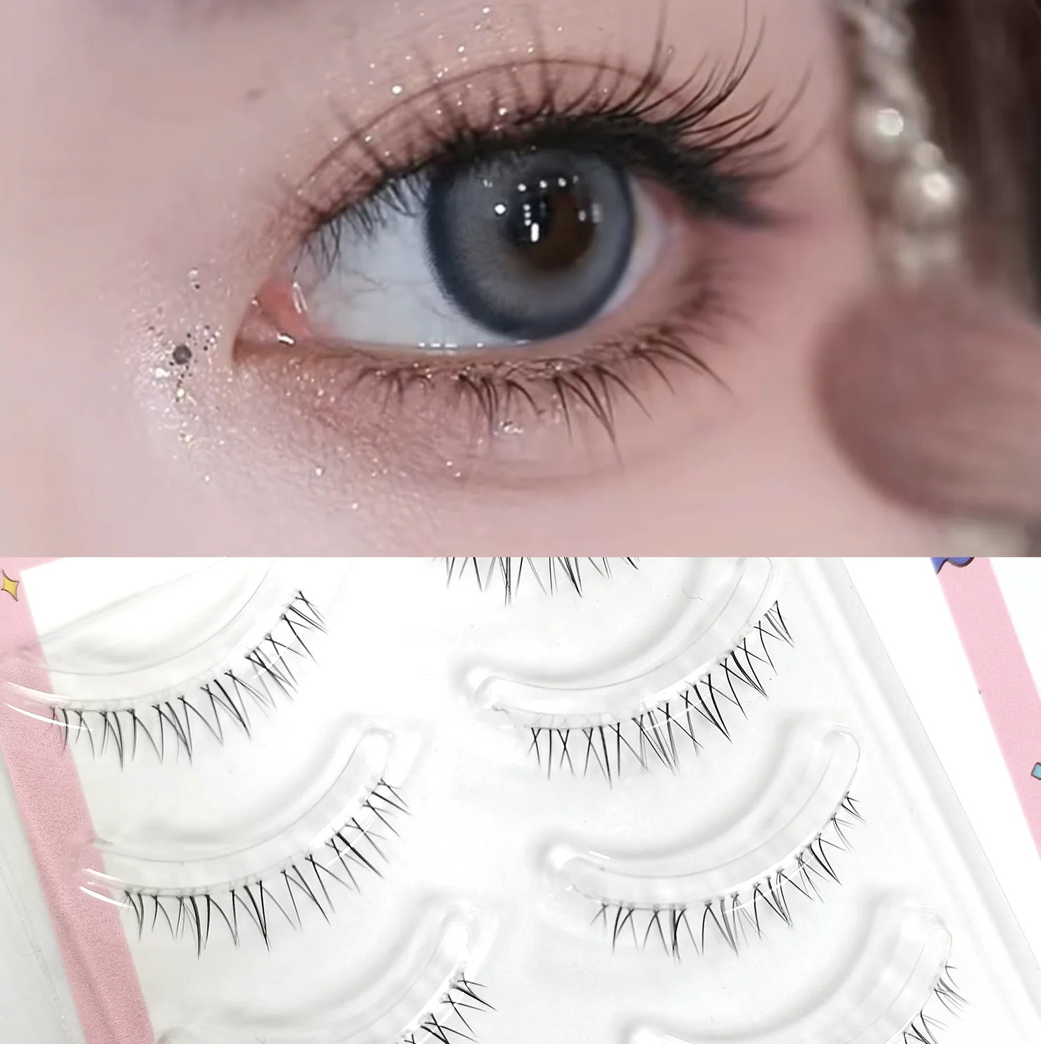 Wholesale 5 Pairs Transparent Band Bottom False Eyelashes Under False Eye Lash lower Silk lashes