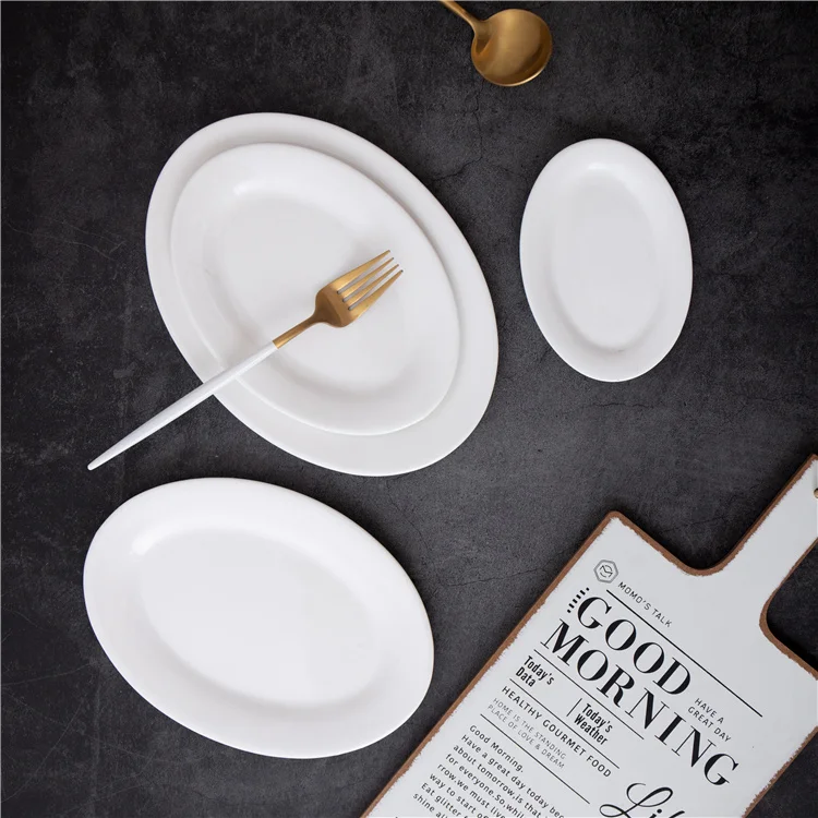 Good quality porcelain oval fish plate serving plate with different size for restaurant